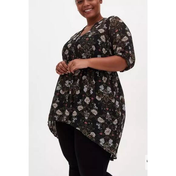 TORRID Outlander Lexie Hi-Lo Babydoll Tunic Sz 2X Sheer Dark Romantic Whimsy - Picture 8 of 9